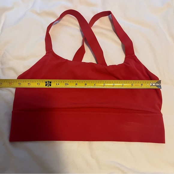 Athleta Warrior Long Line Sports Bra Criss Cross Straps Size Large Red - Picture 6 of 6